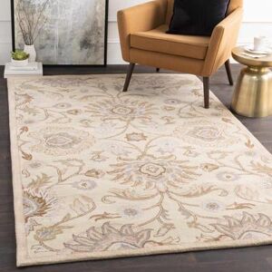 Avery 9' x 12' Traditional Wool Taupe/Denim/Brown/Ivory/Lavender/Light Brown/Plum/Slate/Dark Red Area Rug - Hauteloom