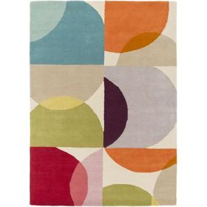 Battiest 8' x 11' Modern Wool Burnt Orange/Teal/Camel/Dark Brown/Dark Plum/Lavender/Olive/Plum/Red Area Rug - Hauteloom