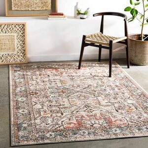 "Bolinas 7'10"" x 10'3"" Traditional Charcoal/Mustard/Camel/Dusty Pink/Light Gray/Off White/Rust/Sky Blue/Brick Red Area Rug - Hauteloom"