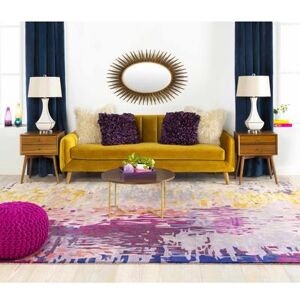 Tishomingo 8' x 11' Modern Wool Burgundy/Burgundy/Dark Plum/Dusty Pink/Lilac/Mustard/Mauve Area Rug - Hauteloom