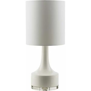 Hauteloom "Glassmanor 25""H x 11""W x 11""D Modern End Table Lamp Cotton White Table Lamp - Hauteloom"
