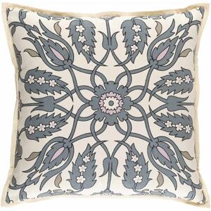 "Martelle 22"" Square Traditional Medium Gray/Black/Cream/Light Olive/Pale Pink/Olive Throw Pillow - Hauteloom"