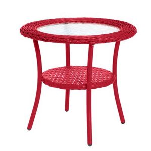 BrylaneHome Roma All-Weather Wicker Side Table by BrylaneHome in Coral