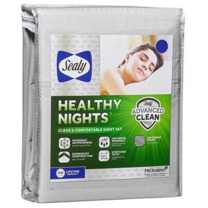 Sealy Healthy Nights Antimicrobial Sheets, Grey by Sealy in White (Size QUEEN)