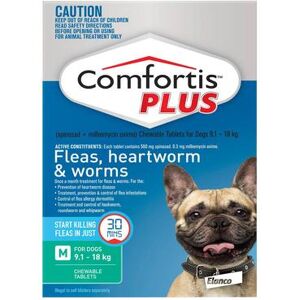 Comfortis Plus For Medium Dogs 9.1-18 Kg (20.1 - 40lbs) Green 12 Chews