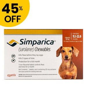Simparica Flea & Tick Chewables For Dogs 11.1-22 Lbs (Brown) 3 Pack