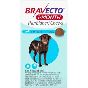 Bravecto 1-Month Chew For Large Dogs 44 To 88lbs (Blue) 1 Chew