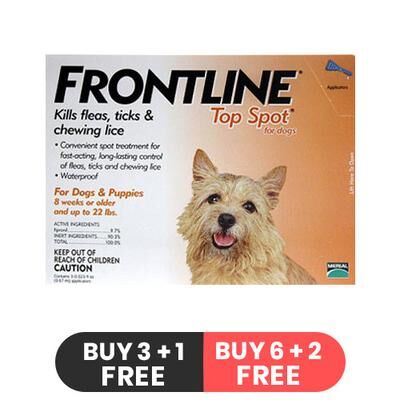 Frontline Top Spot Small Dogs 0-22 Lbs (Orange) 3 Pipette + 1 Free