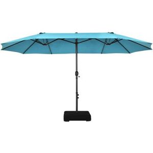 Costway 15 Feet Double-Sided Patio Umbrellawith 12-Rib Structure-Turquoise