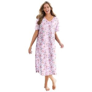 Dreams & Co. Plus Size Women's Long Print Sleepshirt by Dreams & Co. in Pink Spring Dog (Size 7X/8X) Nightgown