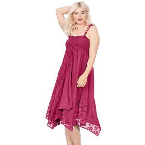 Plus Size Women's Handkerchief Hem Dress by ellos in Berry Red (Size 34/36)