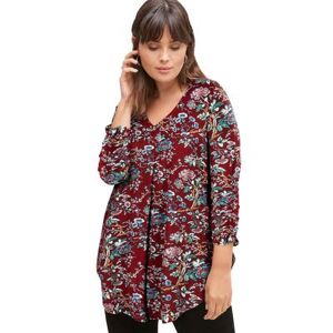 ellos Plus Size Women's Inverted Front Pleat Tunic by ellos in Maroon Red Floral (Size 30/32)