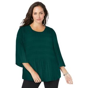 Plus Size Women's Pleated Blouse by Jessica London in Emerald Green (Size 20 W)