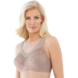 Plus Size Women's Magic Lift® Embroidered Wireless Bra by Glamorise in Taupe (Size 38 F)