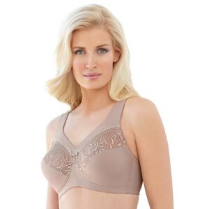 Plus Size Women's Magic Lift® Embroidered Wireless Bra by Glamorise in Taupe (Size 36 D)