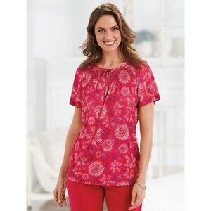 Haband Women's Print Peasant Top, Short Sleeves, Red, Size 3XL, 3X