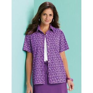 Haband Women's Snap-Front Shirt, Purple, Size 3XL, 3X
