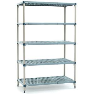 5Q337G3 MetroMax Q Polymer Shelf Kit - 36""W x 18""D x 74""H, Polymer Shelves, Epoxy-Coated Steel Frame, Blue"