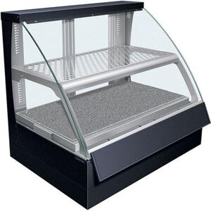 "Hatco FSCDH-2PD 34 17/50"" Full Service Countertop Heated Display Case - (2) Shelves, 120v, With Humidity, Curved Glass, Black"