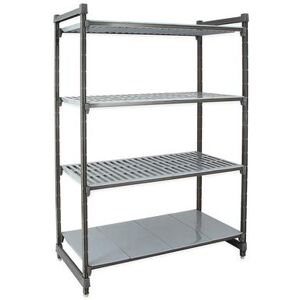 "Cambro CBU183072VS4580 Camshelving Basics Vented/Solid Shelving Unit - 4 Shelves, 30""L x 18""W x 72""H, Gray"