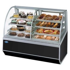 "Federal SN593SC Series '90 59"" Full Service Bakery Case w/ Curved Glass - (4) Levels, 120v, Refrigerated Left, Black"