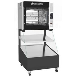 "Rotisol USA 8.520IF2LSP8 35 1/8"" Combination Roti-Roaster Rotisserie on Self Service Hot Food Display - 2 Shelves, 208-240v/3ph, Black"