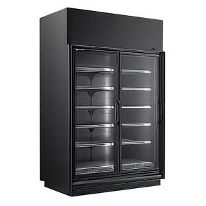 "Master-Bilt BEL-2-30CP 67"" 2 Section Display Freezer w/ Swing Doors - Top Mount Compressor, Black, 208-230v"