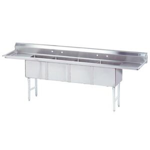 "Advance Tabco FC-4-1818-18RL 108"" 4 Compartment Sink w/ 18""L x 18""W Bowl, 14"" Deep, Stainless Steel"