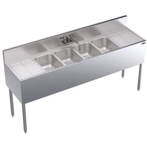 "Krowne KR19-64C Royal Series 72"" 4 Compartment Sink w/ 10""W x 14""L Bowl, 10"" Deep, Stainless Steel"