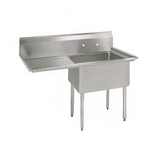 "BK Resources BKS-1-1824-14-24L 46"" 1 Compartment Sink w/ 18""L x 24""W Bowl, 14"" Deep, Stainless Steel"