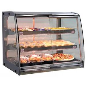 "SandenVendo HFDHC0014 42 7/10"" Dual Service Countertop Heated Display Case - (3) Shelves, 115v, Silver"