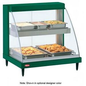 "Hatco GRCD-2PD Glo-Ray 32 1/2"" Full Service Countertop Heated Display Case - (2) Shelves, 120v, 1210W, Silver"