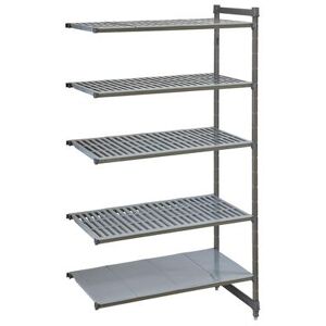 "Cambro CBA186084VS5580 Camshelving Basics Vented/Solid Add-On Shelving Unit - 5 Shelves, 60""L x 18""W x 84""H, 5 Tiers, Gray"