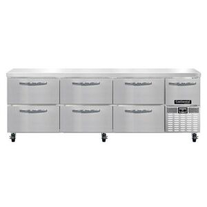 Continental "Continental RA93N-D 93"" Worktop Refrigerator w/ (4) Sections, 115v, Silver"