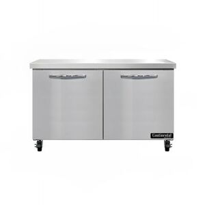 Continental "Continental SWF48N 48"" W Worktop Freezer w/ (2) Sections & (2) Doors, 115v, Silver"