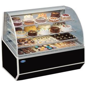 "Federal SNR59SC Series '90 59"" Full Service Bakery Case w/ Curved Glass - (4) Levels, 120v, Black"