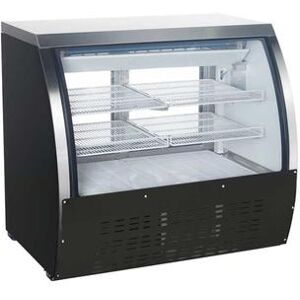 "Omcan 50077 47"" Full Service Deli Case w/ Curved Glass - (3) Levels, 115v, Black"