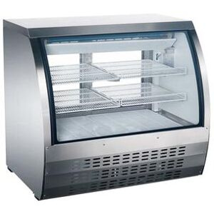 "Omcan 50084 36"" Full Service Deli Case w/ Curved Glass - (3) Levels, 115v, Silver"