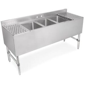 "John Boos UBS3-2136-X 36"" 3 Compartment Underbar Sink w/ 10""L x 14""W Bowls, 10"" Deep, Stainless Steel"