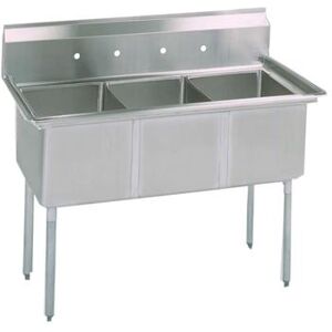 "BK Resources BKS-3-24-14 77"" 3 Compartment Sink w/ 24""L x 24""W Bowl, 14"" Deep, Stainless Steel"