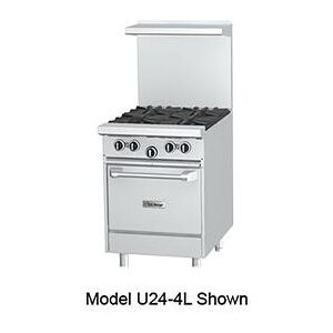 "Garland U24-4L 24"" 4 Burner Commercial Gas Range w/ Space Saver Oven, Liquid Propane, 4 Burners, Stainless Steel, Gas Type: LP"