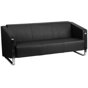 "Flash Furniture ZB-8803-3-SOFA-BK-GG 76"" Sofa w/ Black LeatherSoft Upholstery - Stainless Steel Frame"