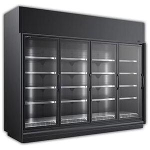 "Master-Bilt BEM-4-30CP 127 7/8"" Four Section Glass Door Merchandiser, (4) Left/Right Hinge Doors, 208-230v, Black"