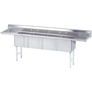 "Advance Tabco FC-4-1824-18RL 108"" 4 Compartment Sink w/ 18""L x 24""W Bowl, 14"" Deep, Freestanding, Stainless Steel"