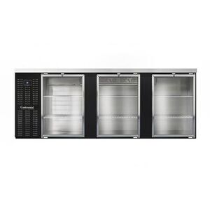 "Continental BB90SNGD 90"" Bar Refrigerator - 3 Swinging Glass Doors, Black, 115v"