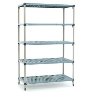 5Q357G3 MetroMax Q Polymer Shelf Kit - 48""W x 18""D x 74""H, Polymer Shelves, Epoxy Coated Steel Frame, Blue"