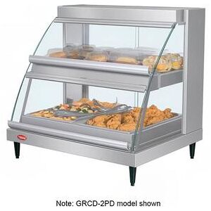 "Hatco GRCDH-2PD 32 1/2"" Full Service Countertop Heated Display Case - (2) Shelves, 120v, Silver"