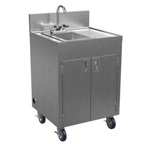 "Winholt STCT-BHD2436PUMP-WH 44""H Portable Sink w/ 5""D Bowl, Hot & Cold Water, Stainless Steel, 1 Compartment"