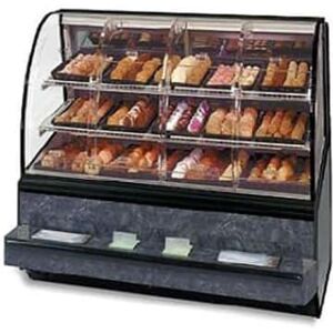 "Federal SN59SS Series '90 59"" Self Service Bakery Case w/ Curved Glass - (3) Levels, 120v, Black"