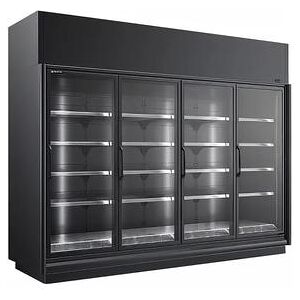 "Master-Bilt BEL-4-30CP 127 7/8"" Four Section Display Freezer w/ Swing Doors - Top Mount Compressor, Black, 208-230v"